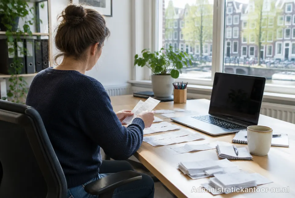 Boekhouder bekijkt bonnetjes van een zzp'er